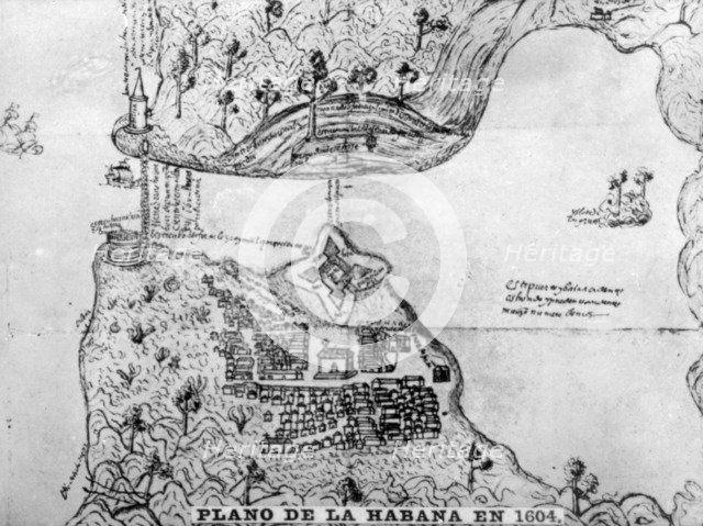 Map of Havana, (1608), 1920s. Artist: Unknown