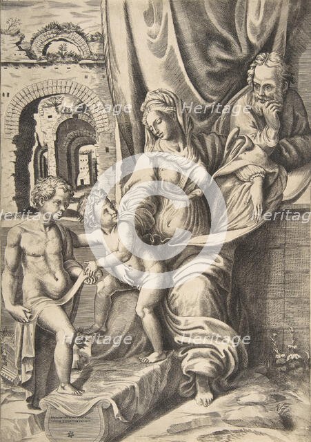 The Holy Family and the infant John the Baptist, 1531-76., 1531-76. Creator: Giulio Bonasone.