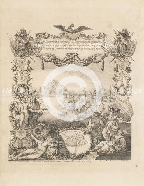 The capture of Gibraltar by Anglo-Dutch forces of the Grand Alliance in August 1704, . Creator: Corvinus; Johann August (1683-1738).