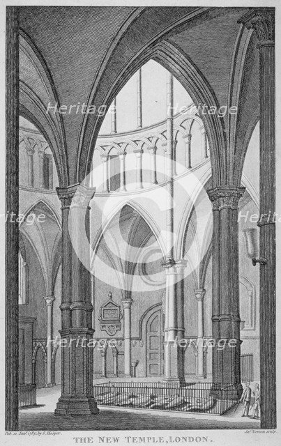 Interior view of Temple Church, City of London, 1785. Artist: James Newton