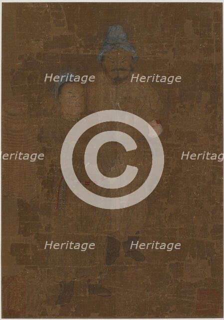 Two male figures, standing, Ming dynasty, 17th century. Creator: Unknown.