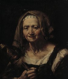 An old woman with a distaff, c1740s. Creator: Giuseppe Nogari.