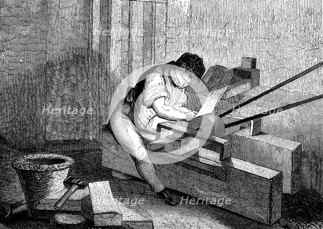 Grinding needle points, Redditch, England, c1830. Artist: Unknown