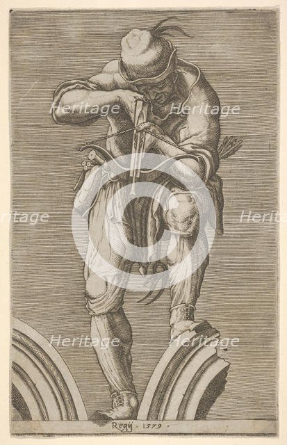 A Man Shooting a Crossbow, 1579. Creator: Cherubino Alberti.