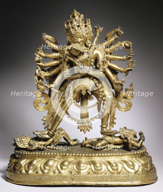 The Buddhist Deities Chakrasamvara and Vajravarahi, 1759. Creator: Unknown.