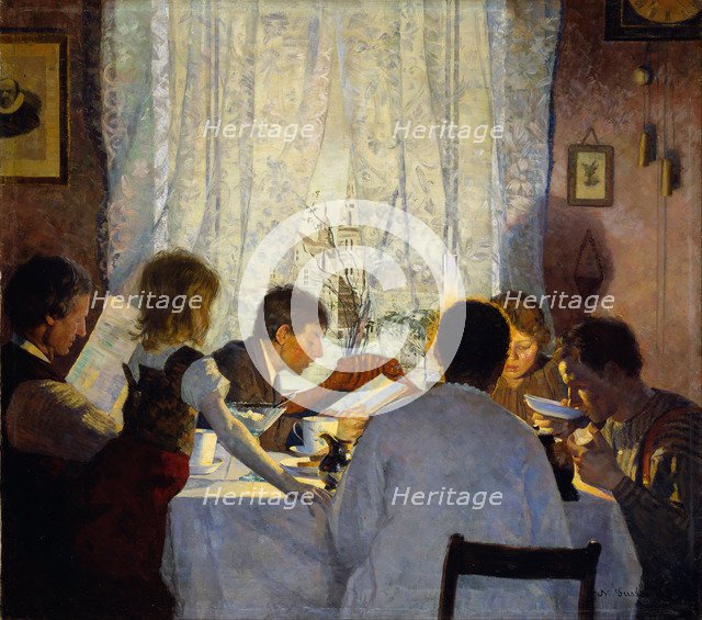 Breakfast II. Morning mood. Artist: Wentzel, Gustav (1859-1927)