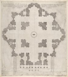 Speculum Romanae Magnificentiae: Plan of St. Peter's, 1569. Creator: Etienne Duperac.