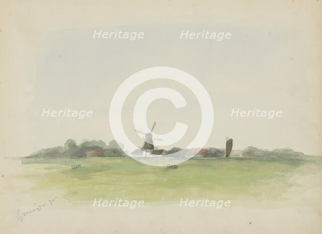 Landscape with windmill near Groningen, 1895. Creator: Christiaan Huidekoper.