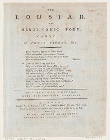 The Lousiad, Title Page, 1787., 1787. Creator: Thomas Rowlandson.
