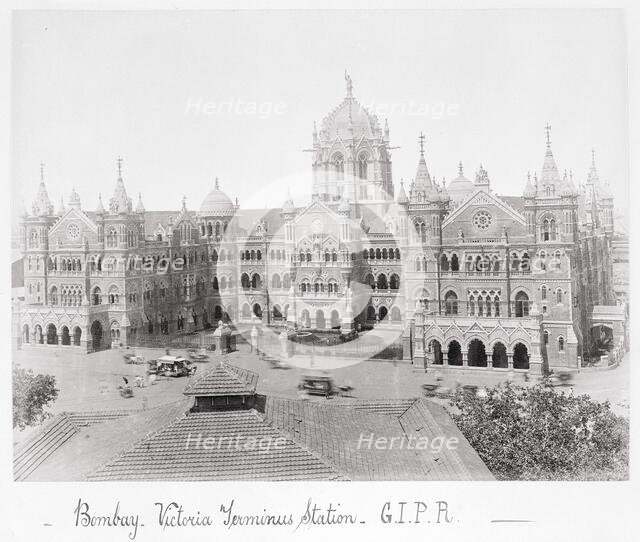 Bombay, Victoria Terminus Station-G.I.P.R, Late 1860s. Creator: Samuel Bourne.