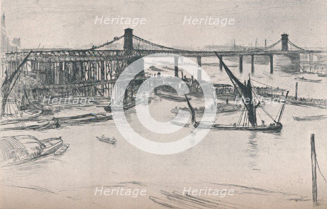 Old Hungerford Bridge, 1861, (1903). Artist: James Abbott McNeill Whistler