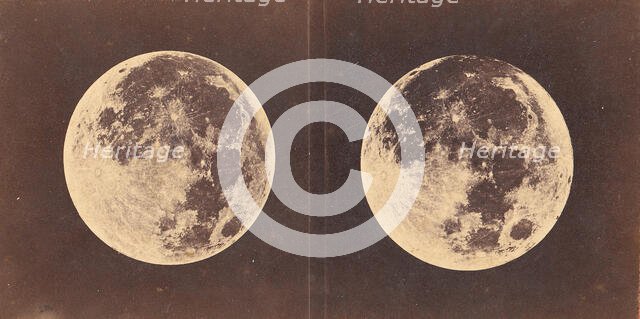 Full Moon: The Left Hand Moon was Photographed June 2nd, 1871. The Right Hand Moon was Pho..., 1871. Creator: Lewis Morris Rutherfurd.