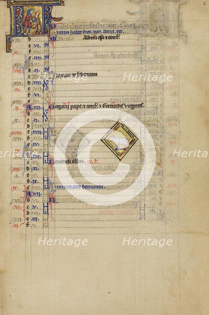 A Man Cutting Vines; Zodiacal Sign of Aries; Wenceslaus Psalter, about 1250-1260. Creator: Unknown.