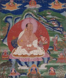 Padma Dorje (1128-88) as a Mahasiddha (Great Adept) and Lamas, mid 18th century. Creator: Anon.