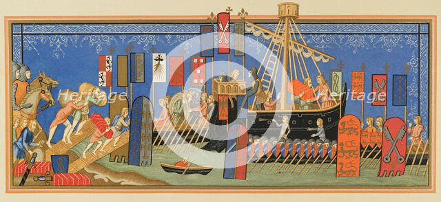 Embarkation of knights of the Order of the Holy Spirit to the Holy Land, 14th century (1877). Creator: Unknown.