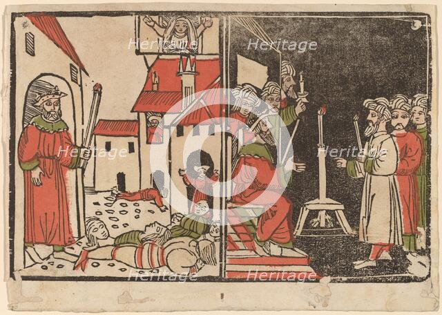 Massacre of the Firstborn and Egyptian Darkness, c. 1490. Creator: Unknown.