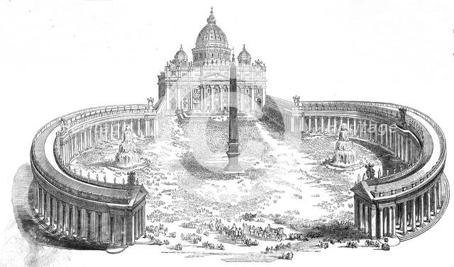 Easter Sunday - the Pope blessing the people from the portico of St Peter's, 1844. Creator: Unknown.