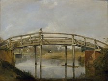 Landscape with a River and Bridge, c1830. Artist: Unknown.