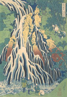 Kirifuri Waterfall at Kurokami Mountain in Shimotsuke (Shimotsuke Kurokamiyama Kirifur..., ca. 1832. Creator: Hokusai.