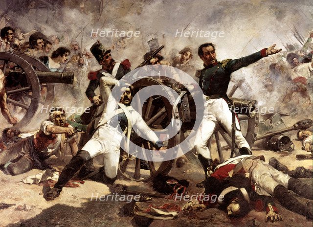 Defenses in the park of artillery during the Dos de Mayo in Madrid, 1884.