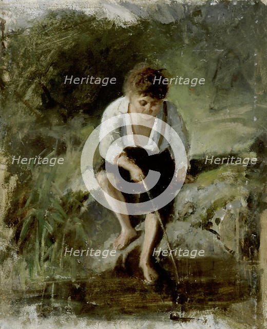 Angling boy, exercise, 1873. Creator: Karl Emanuel Jansson.