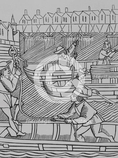 Toll under the bridges of Paris, 1500, (1878).  Creator: Unknown.