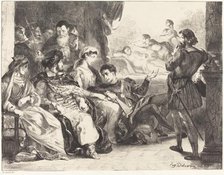 Players Enacting the Poisoning of Hamlet's Father (Act III, Scne II), 1835. Creator: Eugene Delacroix.