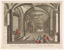 View of the interior of the Mamertine prison in Rome, 1700-1799. Creator: Anon.