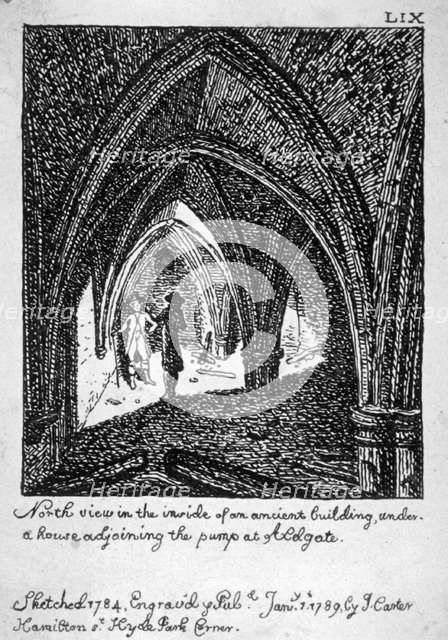 St Michael's Crypt, Aldgate, London, 1789. Artist: John Carter