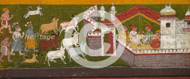 Krishna and Balarama Approaching Mathura, c. 1740-1750. Creator: Unknown.