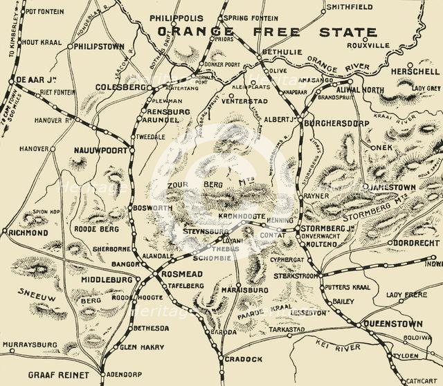 'Map Illustrating the Operations on the South of the Orange River', 1900. Creator: Unknown.