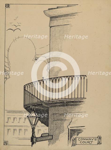 Wrought Iron Railing, c. 1936. Creator: Thomas Byrne.