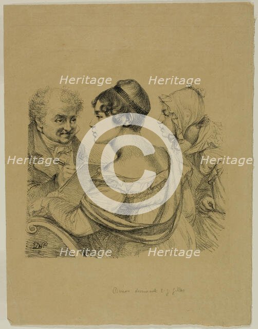 Self-Portrait with Two Young Ladies, c. 1816–17. Creator: Vivant Denon.