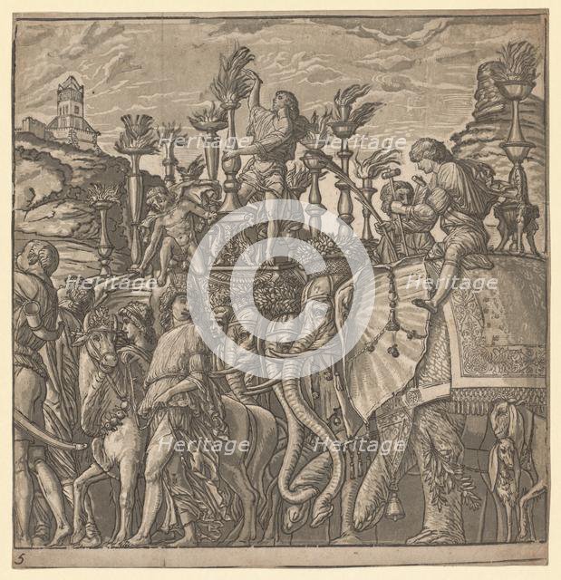 The Triumph of Julius Caesar: Elephants Carrying Torches, 1593-99. Creator: Andrea Andreani (Italian, about 1558-1610).