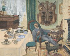 A Bachelor in His Study (The Sportsman's Breakfast), late 19th century. Creator: J Buttfield.