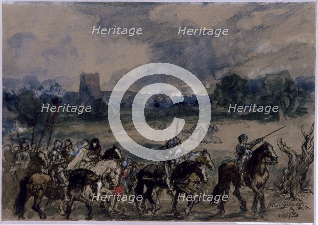 'Study for Margaret of Anjou taken Prisoner after the Battle of Tewkesbury', 1873. Artist: Sir John Gilbert