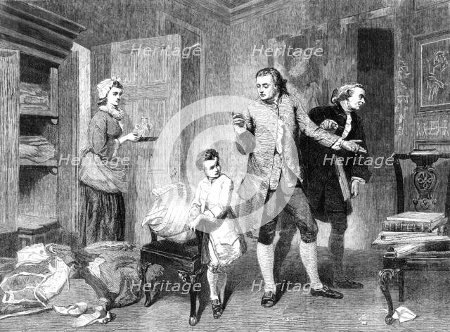 "A Painter's First Work", by Marcus Stone in the Royal Academy Exhibition, 1862. Creator: Unknown.