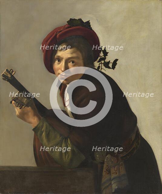 Young Man Playing a Theorbo, 1642. Creator: Gerrit van Bronchorst.
