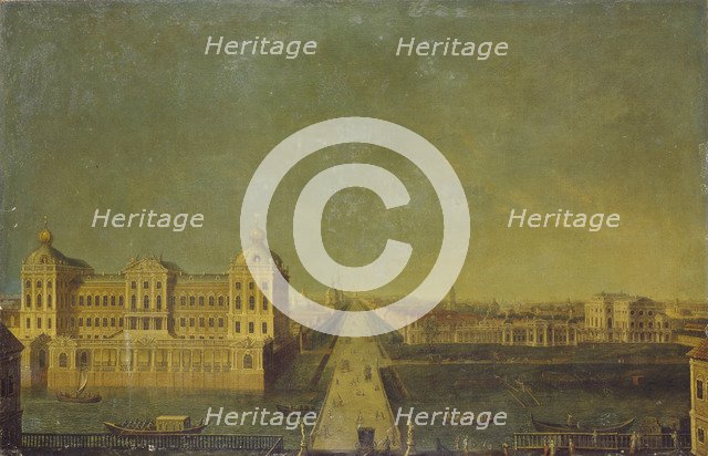 View of the Nevsky Prospekt from the Anichkov Palace with the Shuvalov's House, Second Half of the 18th cen.. Artist: Anonymous  