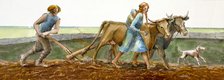 Ploughing, Iron Age, (c1990-2010). Artist: Ivan Lapper.