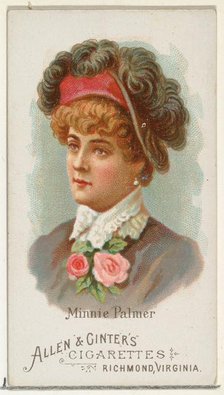 Minnie Palmer, from World's Beauties, Series 1 (N26) for Allen & Ginter Cigarettes, 1888., 1888. Creator: Allen & Ginter.