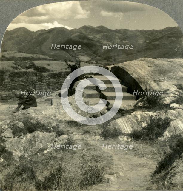 'Fortress of Sacsahuaman and Throne of the Incas in the Hills above Cuzco, Peru', c1930s. Creator: Unknown.