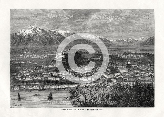 'Salsburg, from the Kapuzinerberg', Austria, 19th century. Artist: Taylor