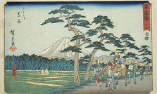 Yoshiwara: The Famous Sight of Mount Fuji on the Left (Yoshiwara, meisho hidari Fuj ..., c. 1847/52. Creator: Ando Hiroshige.