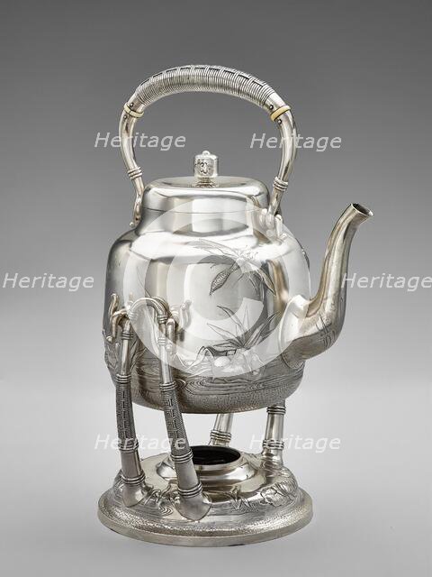 Water kettle with lid and stand, 1881. Creators: Dominick and Haff, Giles Brothers and Company.