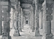 'Delhi. Corridor of Hindu Pillars in Kutub Mosque', c1910. Creator: Unknown.