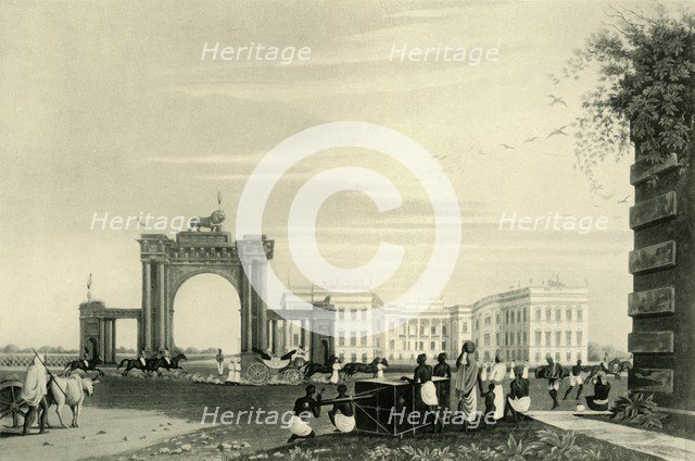 'The Governor General and Body Guard Outside Government House, 1820', (1925.) Creator: Unknown.