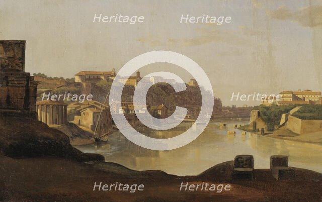 View over the Tiber to the Aventine, Rome, c1820. Creator: Gustaf Soderberg.