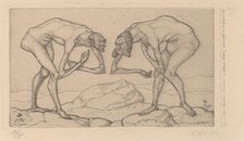 Zwei Männer, einander in höherer Stellung vermutend, begegnen sich (Two Men Meet..., 1903. Creator: Paul Klee.