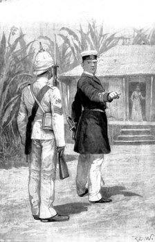 Officer and Man: "Take your men out of sight, Sergeant. I don't want this fellow frightened", 1898. Creator: Unknown.